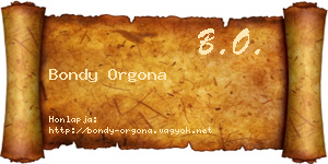 Bondy Orgona névjegykártya